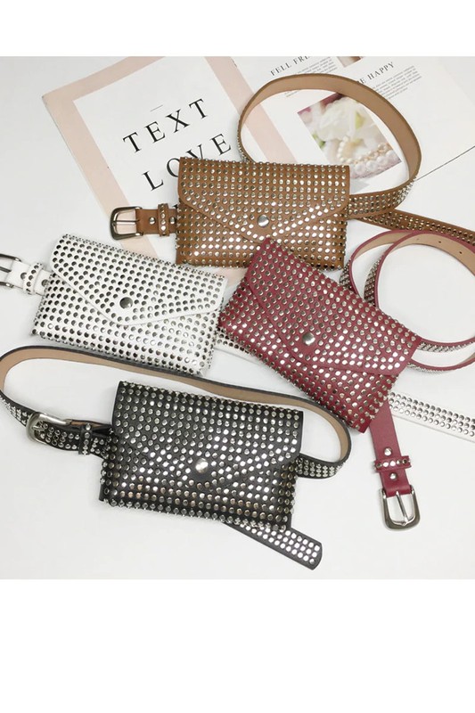 leather studded fanny pack