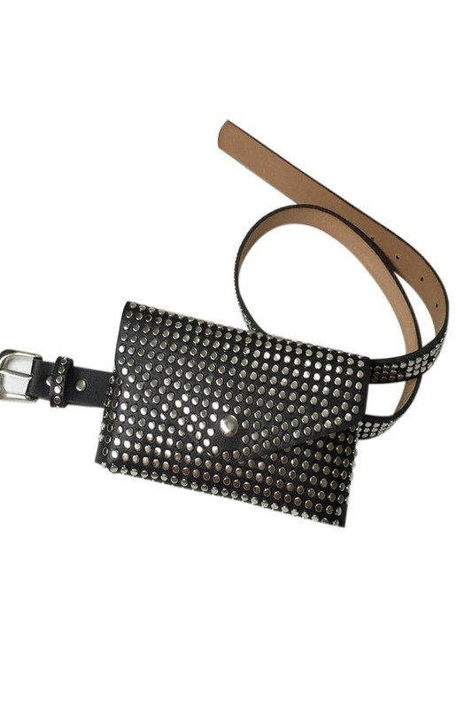 black studded fanny pack